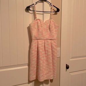 Anthropologie Moulinette Soeurs White/Pink/Silver Tweed Dress
